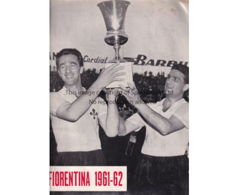 1961 ECWC FINAL      Fiorentina v Glasgow Rangers (2nd Leg) played 27 May 1961 at the Stadio Comunale, Florence. Very rare 32