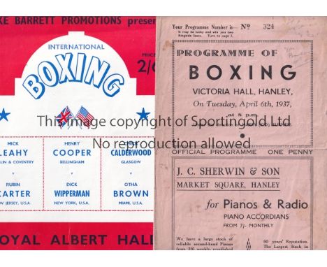 BOXING / RUBIN "HURRICANE" CARTER        Two boxing programmes: Royal Albert Hall 12/1/1965 including Henry Cooper v Dick Whi