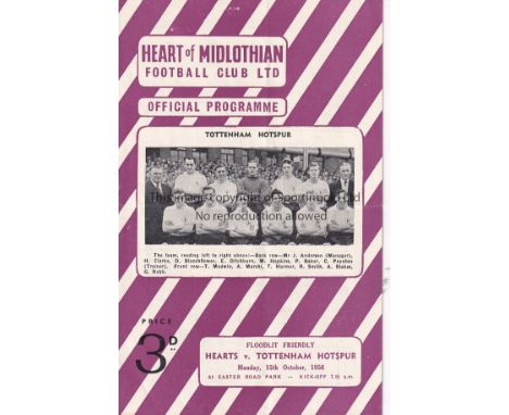HEARTS - TOTTENHAM 56   Hearts home programme v Tottenham, 15/10/56, slight fold.  Generally good