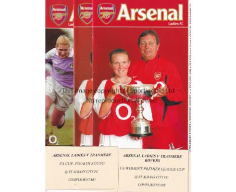 ARSENAL LADIES     Nineteen home programmes for season 2002/3 including single sheets v. Leeds United Ladies in 2 different m