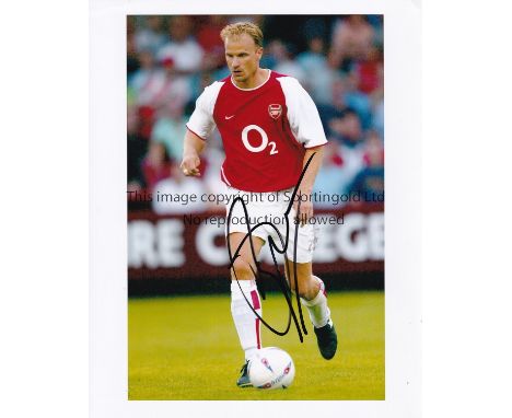 DENNIS BERGKAMP SIGNED PHOTO'S       Three signed colour photographs of Arsenal legend Dennis Bergkamp. Two 12" x 8" and a 10