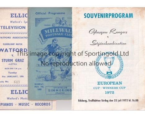 FRIENDLIES  Twenty three programmes 1955-1992 all covering friendlies include's  Millwall v Simmering 54/55, Watford v Sturm 