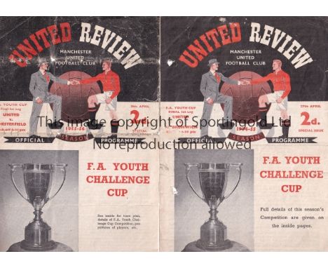 MAN UNITED - YOUTH CUP    Two 4 Page programmes Manchester United v West Bromwich Albion FA Youth Cup Final 1st Leg 27/4/1955