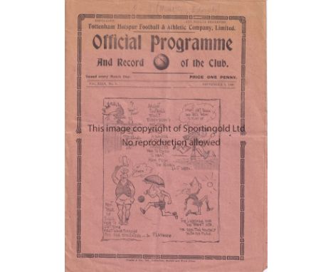 TOTTENHAM - NORWICH 1936    Tottenham home programme v Norwich, 5/9/1936, fold, pencil changes, h-t scores.  Fair-generally g
