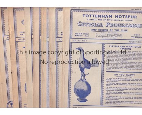 SPURS   Nine Tottenham Hotspur home programmes from the 1948/49 season v Bury , Coventry , Chesterfield , Blackburn Rovers , 