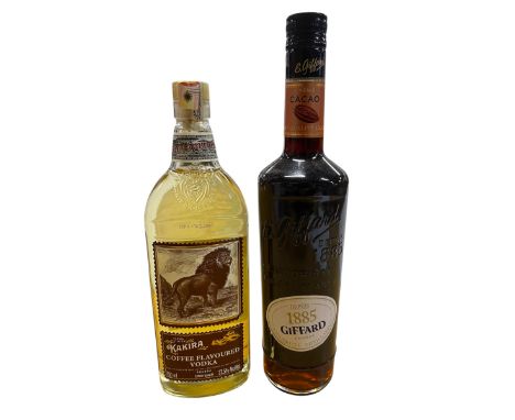 Two bottles to include Kakira Distillery Coffee Vodka, Ugana 37.5% and Giffard Cacao Liqueur 35%
