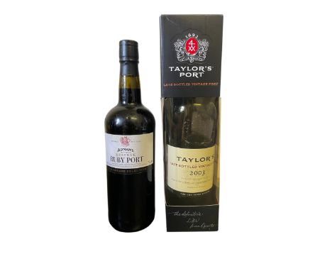 2003 Taylors Late Bottled Port in box 20% 75cl and one bottle of Adnams reserve ruby port 75cl 20%vol