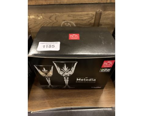 6 Melodia Crystal tumblers.  This item carries VAT.  Estimate £15-20.