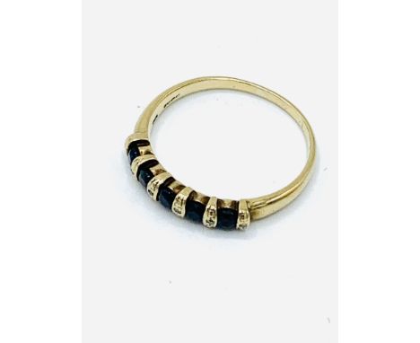9ct gold sapphire and diamond half-eternity ring, weight 3.0gms, size U 1/2.  Estimate £30-40.