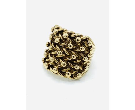 9ct gold 'gypsy' ring, size 9, weight 11gms.  Estimate £150-170.