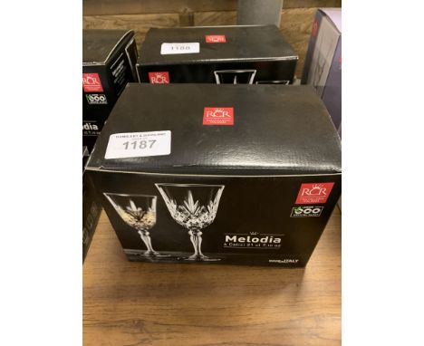 6 Melodia Crystal tumblers.  This item carries VAT.  Estimate £15-20.
