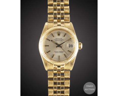 A MID SIZE 18K SOLID GOLD ROLEX OYSTER PERPETUAL DATEJUST BRACELET WATCH
CIRCA 1979, REF. 6827


Movement:&nbsp;28J, automati