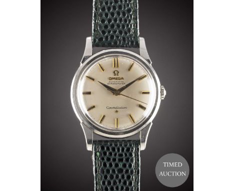 A GENTLEMAN'S STAINLESS STEEL OMEGA CONSTELLATION CHRONOMETER WRIST WATCH
CIRCA 1960, REF. 14381 9 SC&nbsp;WITH BLACK ONYX IN