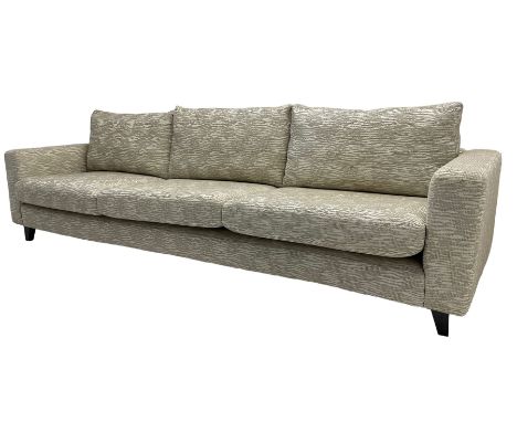 Orior - contemporary large three seat sofa, upholstered in patterned textured fabric on ebonised splayed feetDimensions: Heig