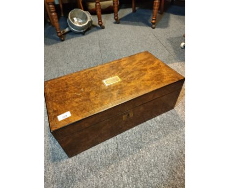 Large Victorian writing slope box with fitted inkwell . 