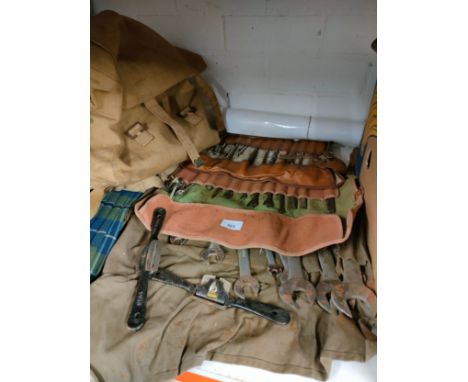 Lot of 3 satchels of vintage tool s together with old tool bag . 