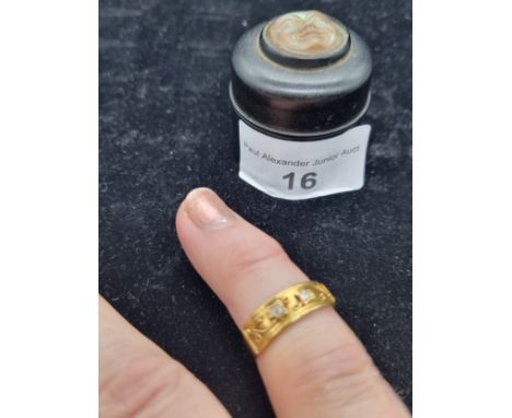 18ct gold unusual 1800s eternity ring with fold over inscription 