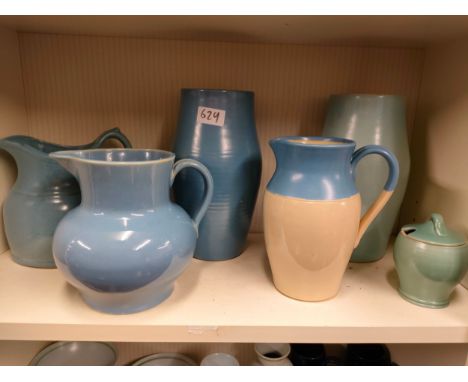 Shelf of early Buchan pottery ware . 