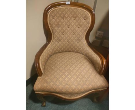 Quality reproduction spoon back chair with button backing . 