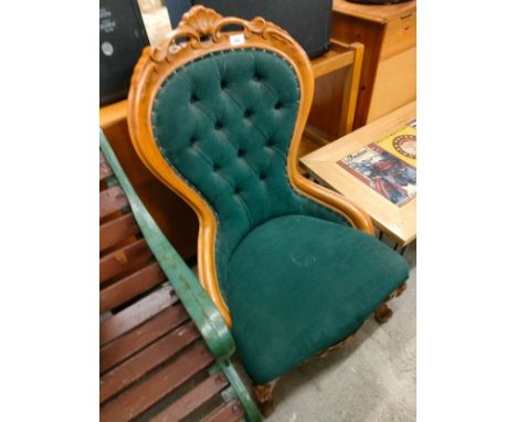 Ornate nursing button back chair . 