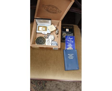 Selection of collectable coins , interesting items includes buler gas lighter . 