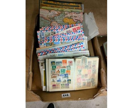 Box of vintage stamps etc . 