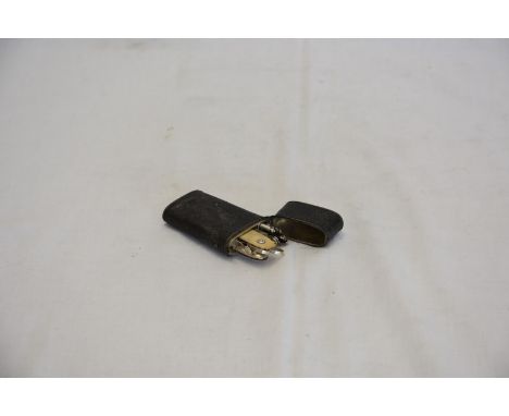 A 19th century etui with black leather outer case the metal cap and base engraved H. Peck, the interior containing a six inch