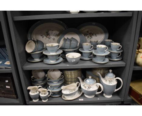 A good quantity of Royal Doulton 'Rose Elegans' dinner service, tea and coffee pots, plates, soup bowls, jugs and more.