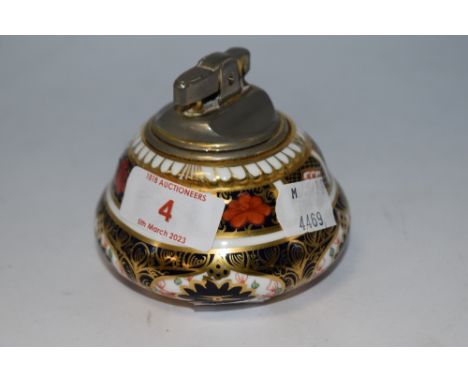 A Royal Crown Derby desk top lighter, in the Imari Palette, 1128 to underside.