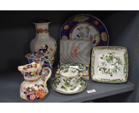 A mixed lot of vintage and antique Masons ceramics, to include Mandalay vase, Mandarin jug and Chartreuse cup, saucer and two