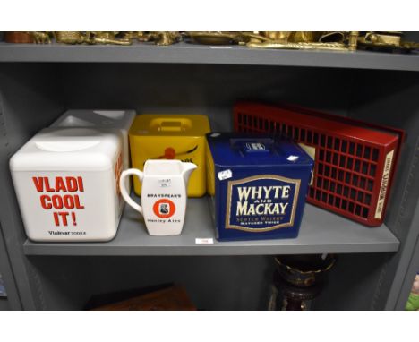 A collection of vintage Breweriana, including Whyte and Mackay ice bucket and Murphy's Irish stout drip tray.
