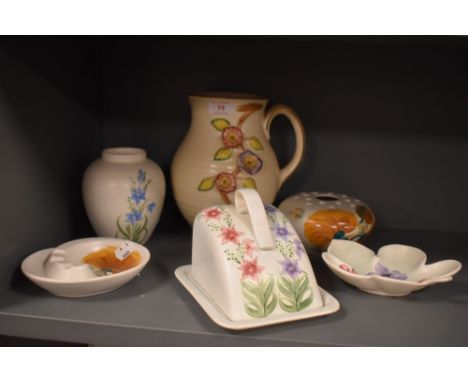 A selection of Radford and Arthur wood pottery, all having floral designs, jug, vase, rose bowl and more to be included.