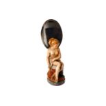 Werbefigur ”Profumi Bortolotti Bologna”, Gips, gefasst signiert ”Neri”, mit ovalem Schliffspiegel,