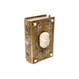 Seltener Singvogel-Automat in Buchform, um 1900, Silber, 925, Halbmond & Krone, JK, teilweise