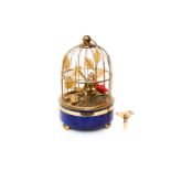 Kleiner Vogelkäfig mit Singvogelautomat, ”Eschle” Germany, intakt, mit Vogelschlüssel, leichte