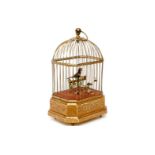 GRIESBAUM Vogelkäfig mit Singvogelautomat, Germany, intakt, um 1900, H 28 cm