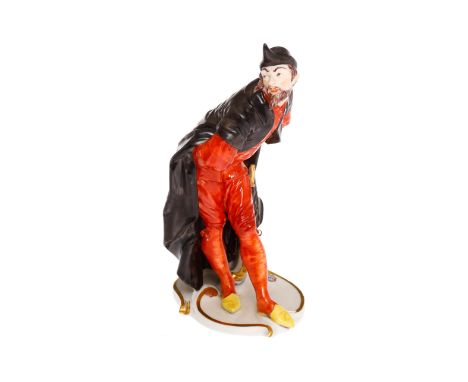 Nymphenburg Porzellanfigur, Pantalone, aus der Commedia dell`arte, nach dem Entwurf von Antonio Bustelli, geprägtes Rautensch