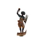 Venezianische geschnitzte Holzfigur, Gondoliere, farbig gefasst, um 1900, H 70 cm