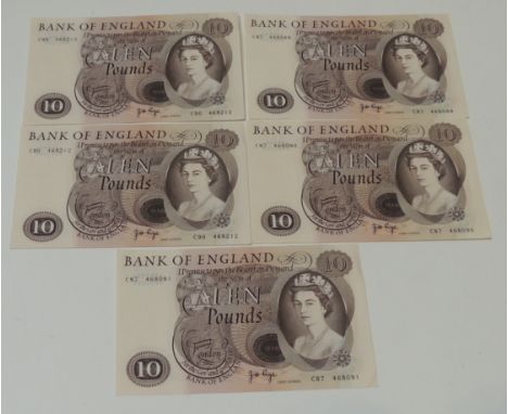 Bank of England - Portrait series £10 notes, all signed 'Page' C87468089, 90 & 91 & C90468212 & 213, all good clean condition