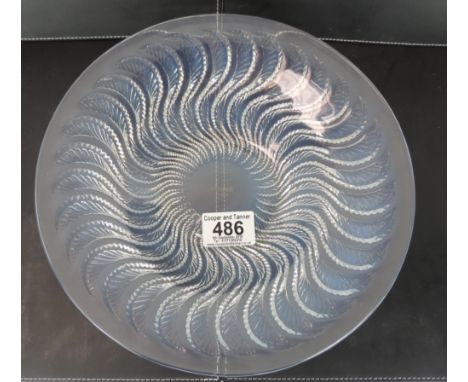 A Lalique fern pattern shallow bowl with etched R lalique France" to base  circa 1930's  25.5cm diameter"
