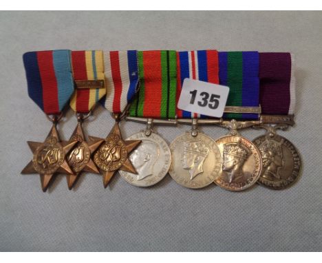 WWII Seven Medal Group for 833121 GNR A HABERGHAM  RA of 8th Army inc Palestine Bar Condition – Good Overall 