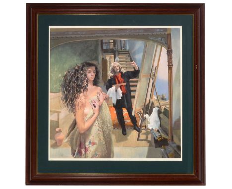 Robert O*** Lenkiewicz - "Painter with Anna II", signed and inscribed with title in pencil, limited edition colour photo silk