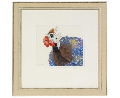 Susan Mitchell (Contemporary) - "Guineafowl Portrait", signed, further inscribed verso, watercolour, 17.5 x 20cms, in cream p