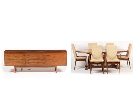 Robert Heritage for Archie Shine: a rosewood 'Granville' range sideboard, with fold-over central section revealing an electri