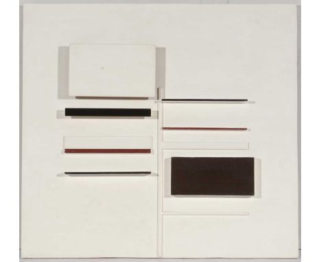 (Edwin John) Victor Pasmore (1908-1998) - "Composition in White, Black and Indian Red executed July - August 1954", signed an