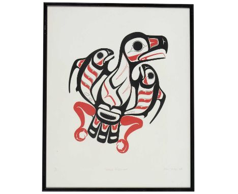 Sam McKay (b.1948) - "Eagle &amp; Salmon", signed and dated 8/81 in pencil, limited edition colour silkscreen, published by L