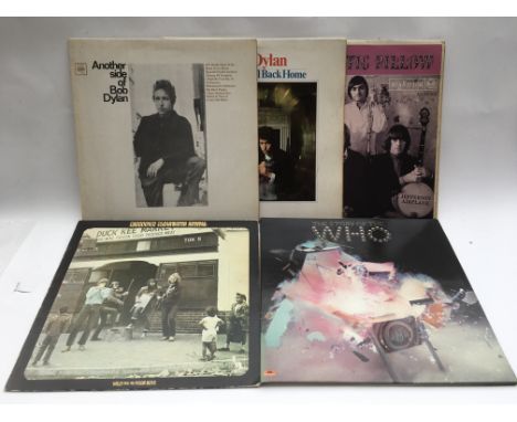 Five LPs by various artists including Bob Dylan, Jefferson Airplane, Creedence Clearwater Revival and The Who (5).