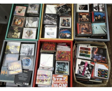 Six boxes of CDs by various artists including The Jam, Bob Dylan, Cream and many more.