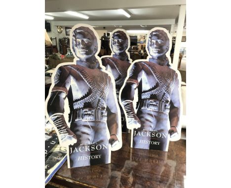 Three Michael Jackson 'History' standees (height approx 91cm) plus two posters for 'Blood On The Dance Floor' (Size approx 51