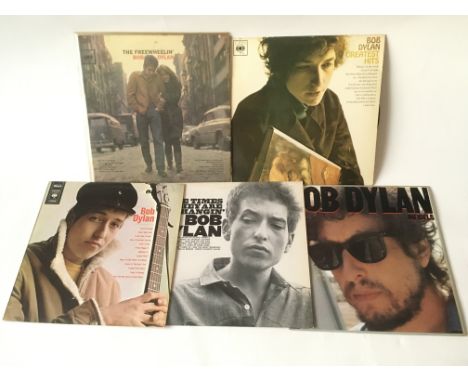 Four Bob Dylan LPs comprising 'Freewheelin', 'Times They Are A Changin' and others.'